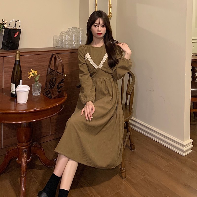 Đầm SUXI dáng chữ A phong cách vintage Hàn Quốc thời trang thu đông