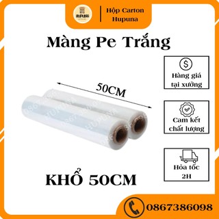 Màng bọc pe trắng 50cm, màng bọc hàng, màng chít, màng co, màng quấn hàng hóa siêu dai, giá rẻ.