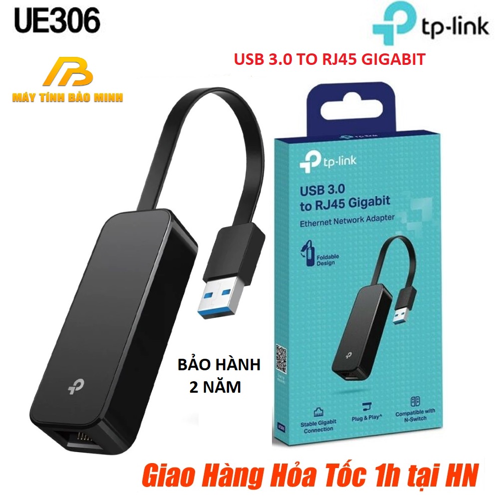 [Hỏa Tốc] Bộ Chuyển Đổi Mạng USB 3.0 Sang Lan RJ45 TP-Link UE306 Tốc Độ Gigabit 1000Mbps - Hàng Chính Hãng BH 2 Năm