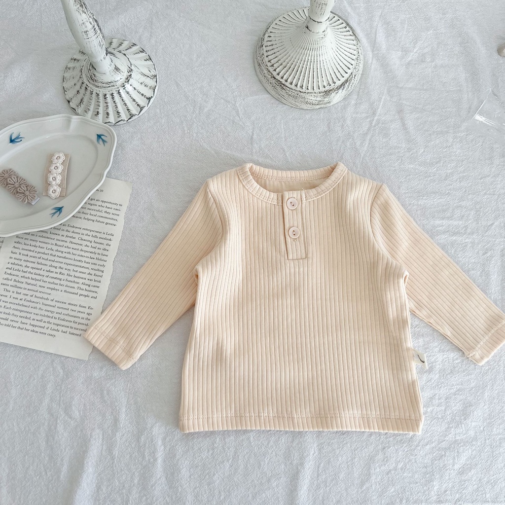 Áo Thun Tay Dài Cổ Tròn Bằng Cotton Cho Bé 0-2 Tuổi