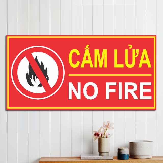 Bảng Cấm Lửa PCCC kích thước 16x40cm