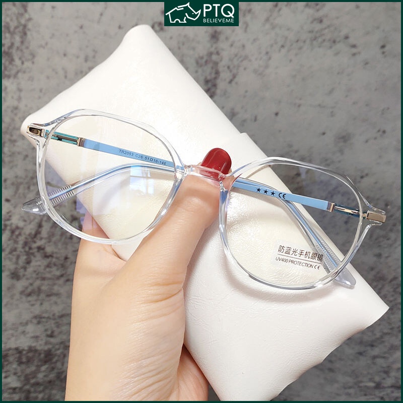 Mắt Kính Chống Ánh Sáng Xanh Gọng Đa Giác Thời Trang Phong Cách Hàn Quốc