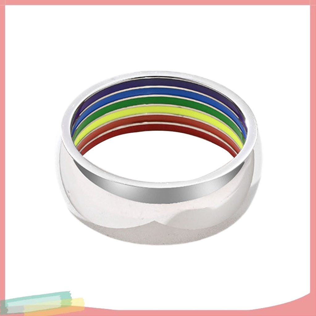 Nhẫn Trơn Màu Cầu Vồng Đính Đá Thời Trang Cho Nam Và Nữ