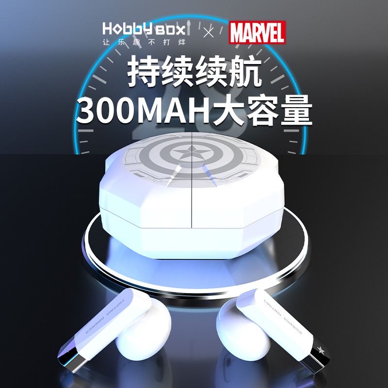 Tai Nghe Không Dây MHS616 Bluetooth 5.2TWS Hình Báo Đen Captain America Pin Siêu Bền Chất Lượng Cao Giảm Tiếng Ồn Chất Lượng Cao