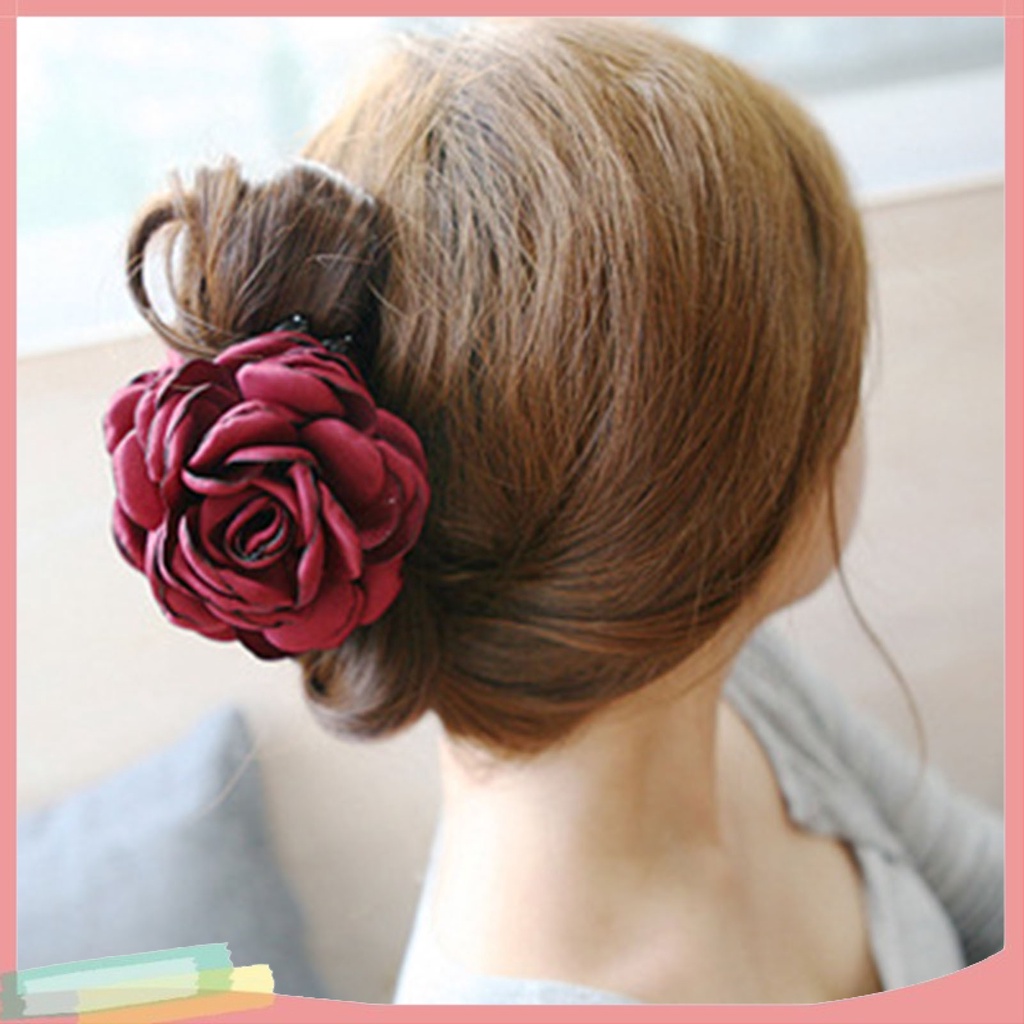 Kẹp Tóc Móng Vuốt Đính Hoa Hồng Bằng Nhựa PC Cho Nữ