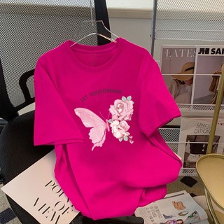 Áo thun FASHMILY 100% cotton tay ngắn cổ tròn dáng rộng phong cách thời trang Hàn Quốc hàng mới 2023