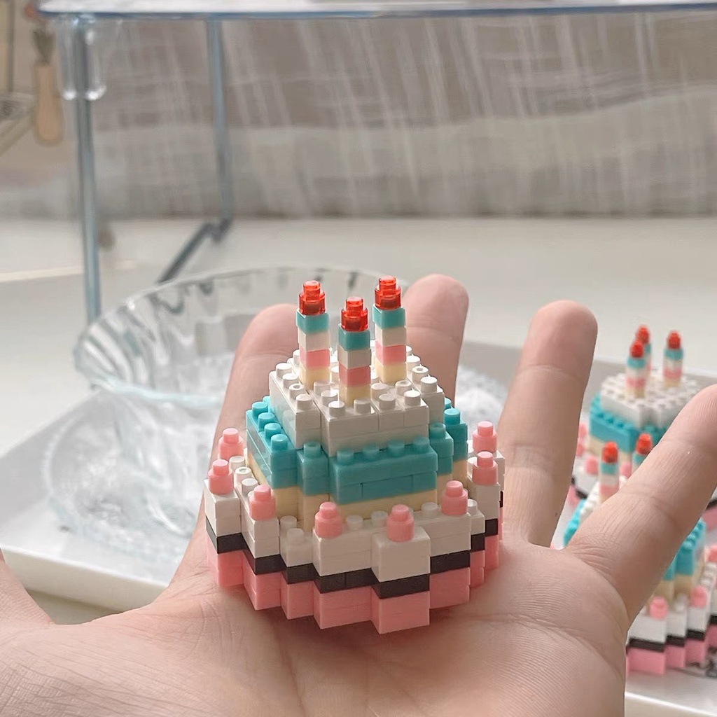 Mô Hình Lắp Ghép Hộp Bánh Sinh Nhật Mini Quà Tặng | Set Đồ Chơi Lắp Ghép Bánh Gato Mini Dễ Thương