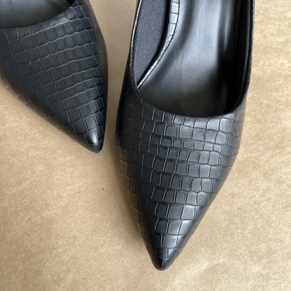 Giày cao gót 7cm vân cá sấu siêu sang, hàng xịn chất da mềm êm,