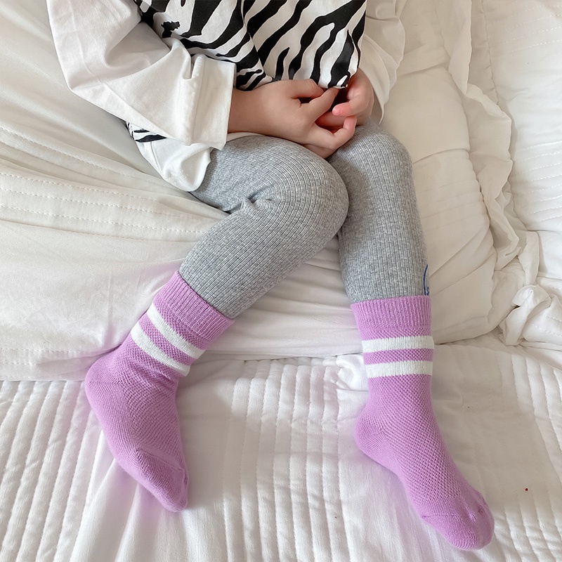 Vớ Thể Thao Bằng Vải cotton Phối Lưới Mỏng Họa Tiết Kẻ Sọc Nhiều Màu Thời Trang Mùa Hè Dành Cho Bé Trai Và Bé Gái