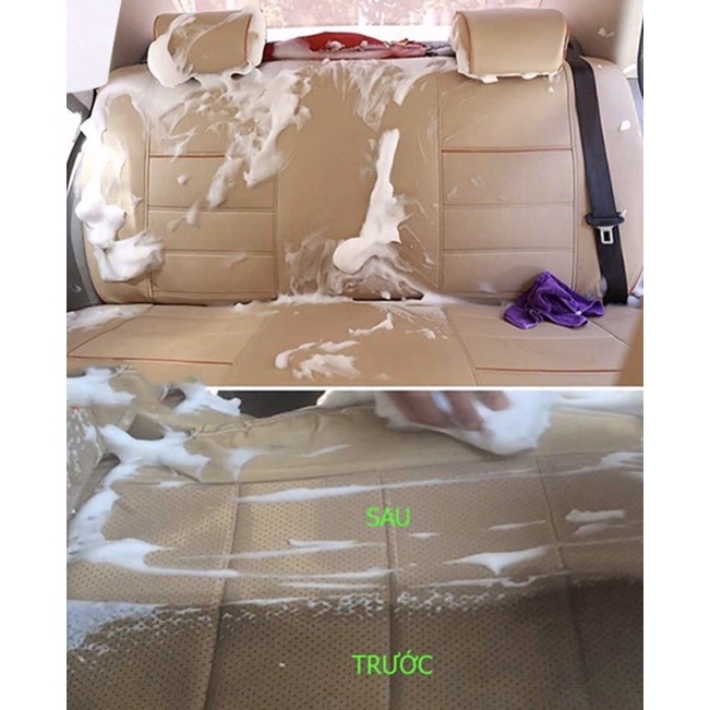 Combo 3 chai vệ sinh nội thất ô tô, da-nỉ,màu xanh-vàng 650ml