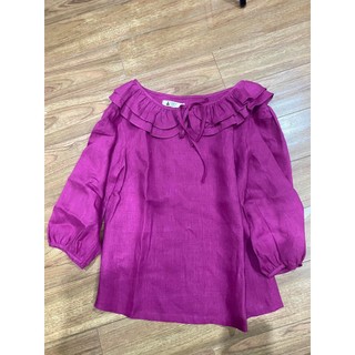 áo sơ mi Linen cổ sen , ảnh chụp thật cận chât