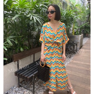 Đầm lụa xoắn eo freesize họa tiết hoa văn