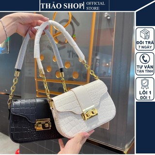 Túi xách kẹp nách da rắn khóa vàng - túi đeo nữ thời trang thanh lịch sang trọng