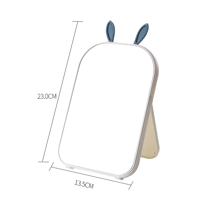 Gương Trang Điểm Để Bàn Tai Thỏ Hình Chữ Nhật