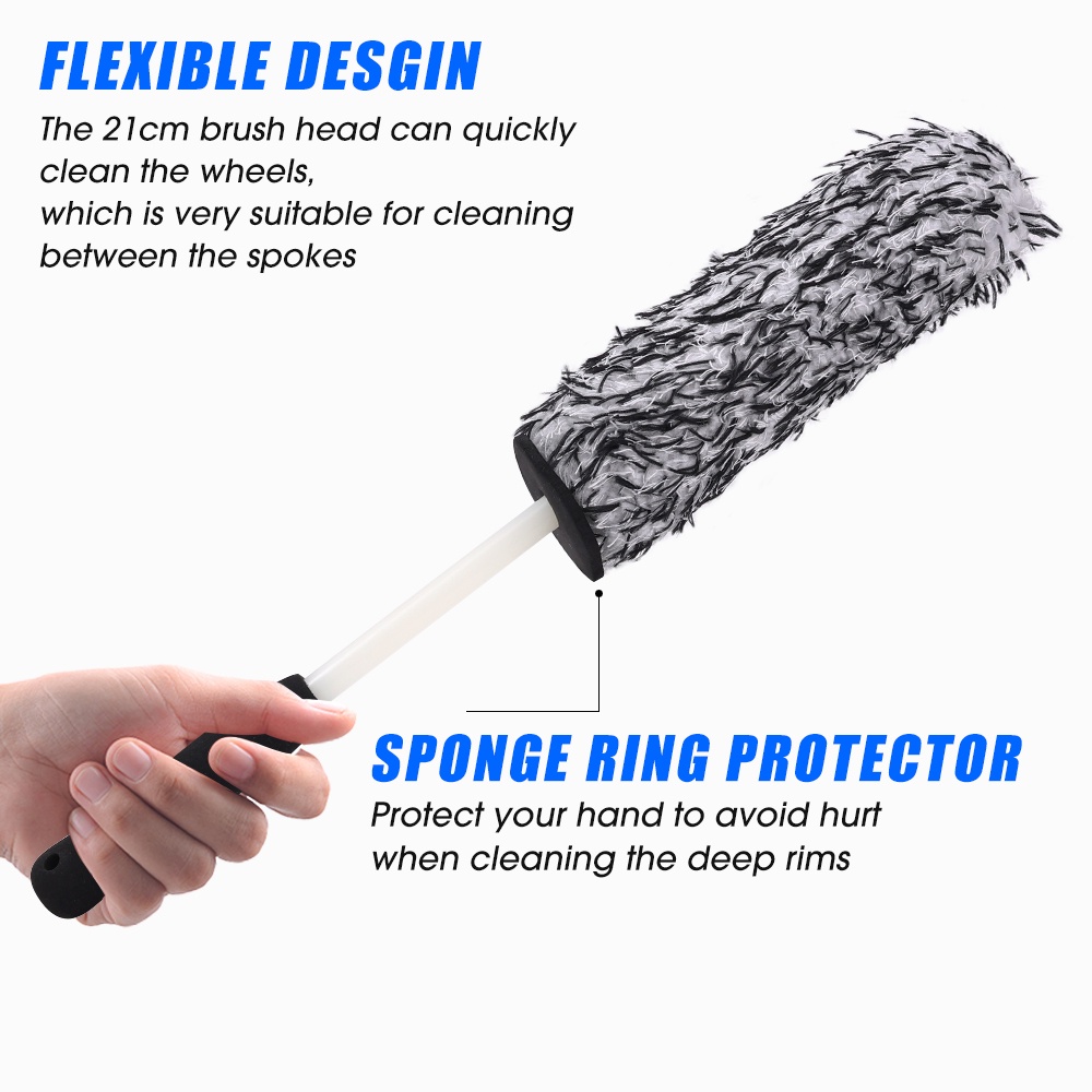 Bàn Chải Vệ Sinh Bánh Xe Hơi Cán Dài Lông Nhung Làm Sạch Sâu Chi Tiết Lốp Xe Khử Nhiễm
