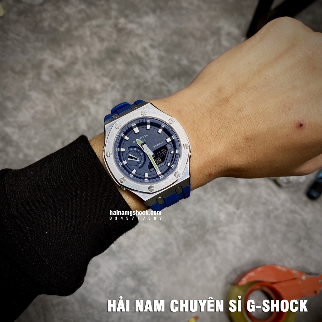 Đồng hồ nam G-SHOCK GM-2100-1A Custom Blue Sliver | GM-2100 Custom | GM 2100 Rainbow | Full phụ kiện.