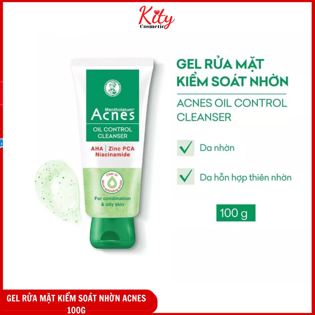 Gel rửa mặt kiểm soát nhờn ngăn ngừa mụn Acnes Oil Control Cleanser 100g