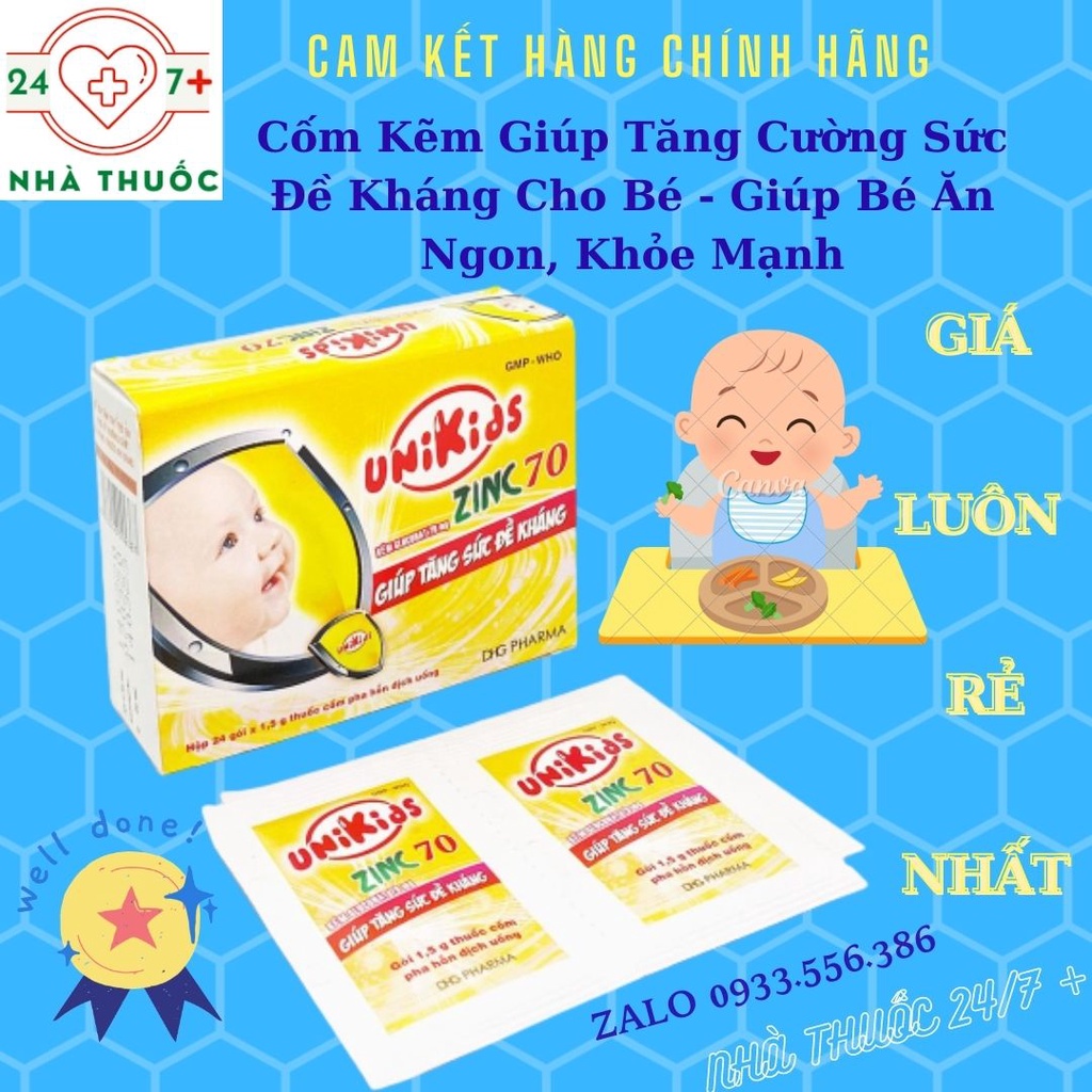 Cốm Kẽm UNIKIDS ZINC 70  - Bổ Sung Kẽm Cho Bé - Giúp Bé Khỏe Mạnh, Ăn Ngon