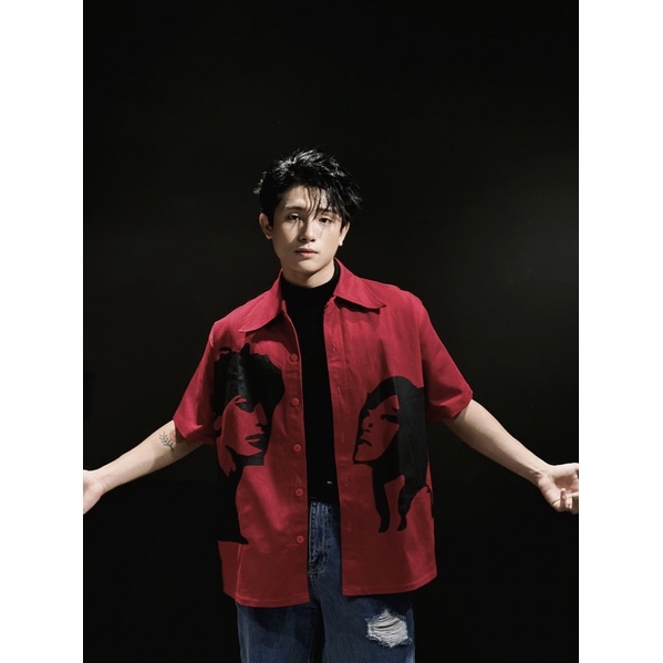 Áo Sơ Mi Shadowy Size M/L Color : Red Form : Oversize Chất Liệu : Denim | BigBuy360 - bigbuy360.vn