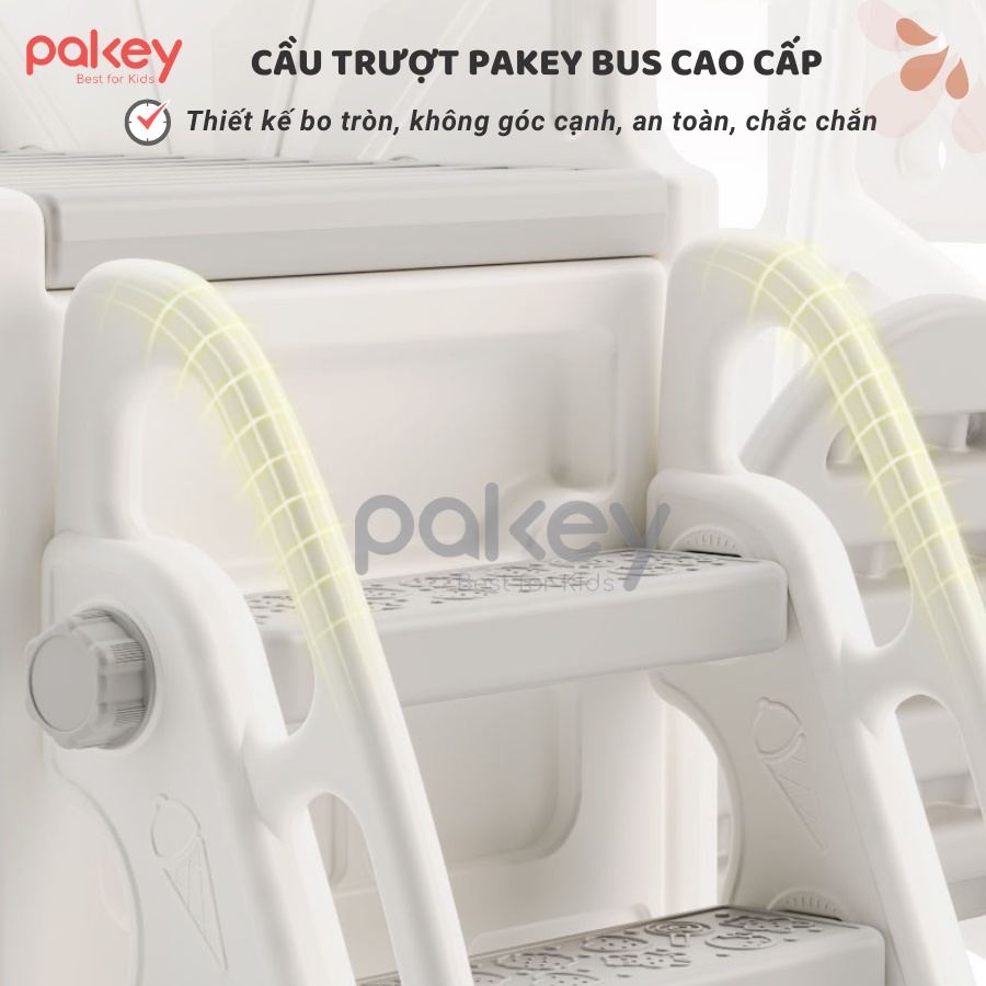 Cầu Trượt Cho Bé Pakey TẶNG BÓNG RỔ Hàng Xuất Nhật 2023, Cầu Trượt Liên Hoàn Tải Trọng Tới 100kg Màu Sắc Sang Trọng