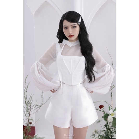 KALLY TOP & KALLY CORSET & JOISE SHORTS - Set trắng 3 món