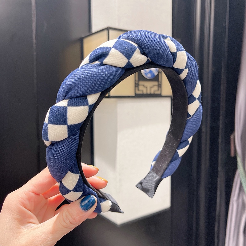 Băng Đô Cài Tóc Bằng Vải Họa Tiết Bảng Xoắn Xốp Phong Cách Âu Mỹ Cổ Điển Mới Cho Nữ