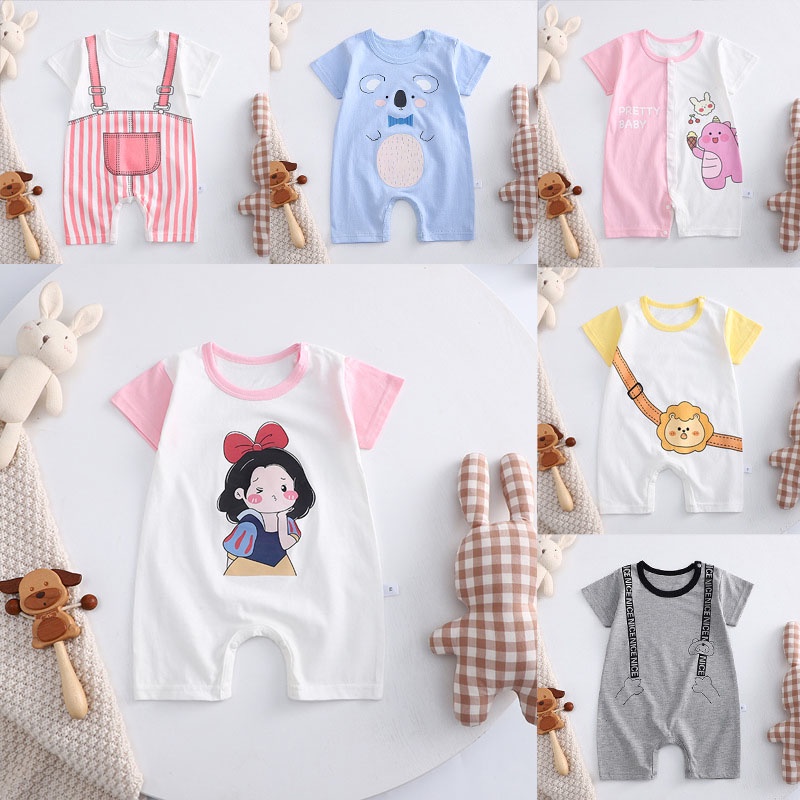 （0-12 tháng mũ miễn phí） Bộ bodysuit cho bé cộc tay chất Thun lạnh siêu mát vải Cotton mềm mịn, Bodysuit cho bé dễ thương