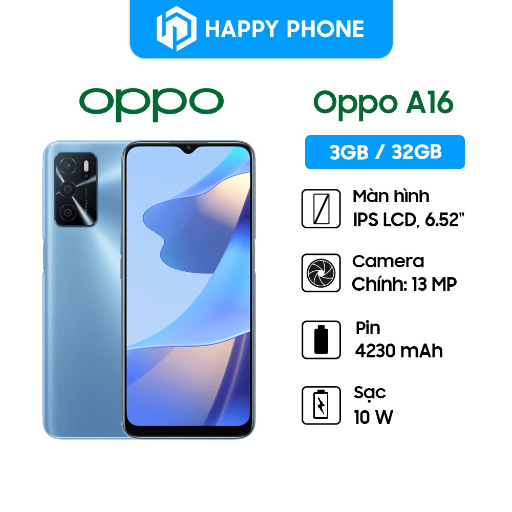 Điện thoại Oppo A16 (3GB/32GB) Hàng Chính Hãng, Mới 100%, Bảo hành chính hãng 12 tháng