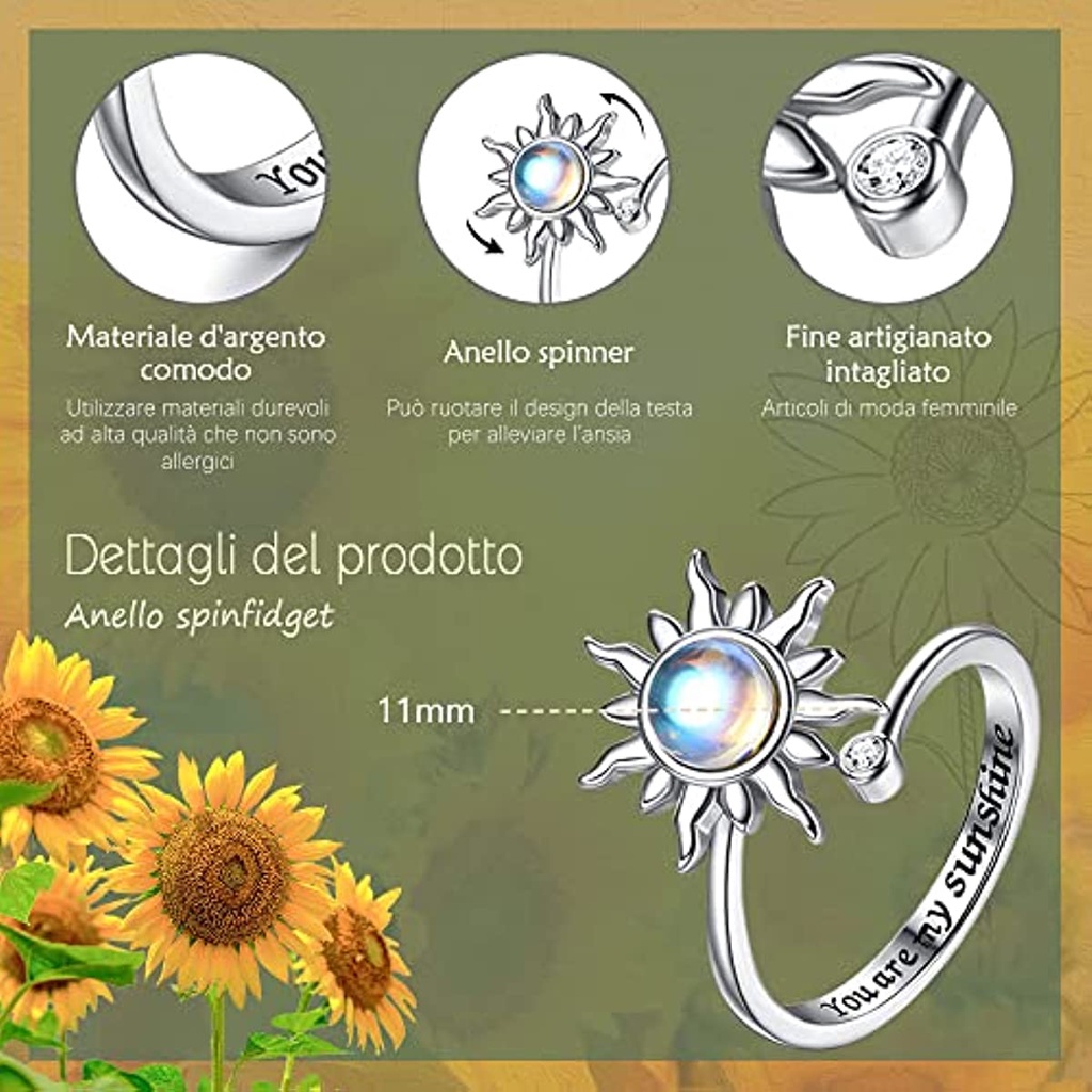 Nhẫn Hình Hoa Hướng Dương / Mặt Trăng / Ngôi Sao Có Thể Điều Chỉnh Kích Cỡ JP5