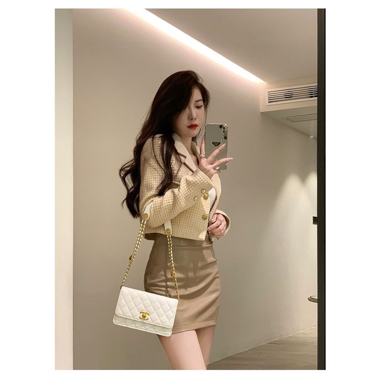 Set Áo Khoác Cardigan Dài Tay Và Chân Váy Phong Cách Thanh Lịch Dành Cho Nữ