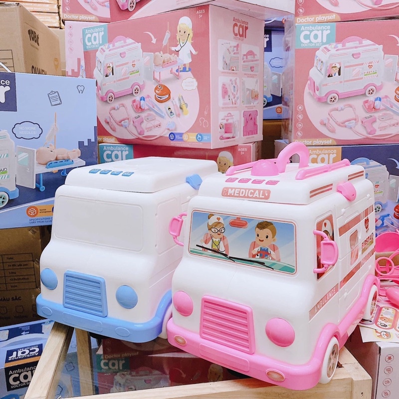 Đồ chơi bác sỹ phiên bản nâng cấp xe cứu thương có đèn có nhạc cho bé