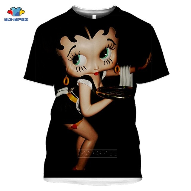 Áo Thun Nữ Tay Ngắn In Chữ betty boop Hoạt Hình Vui Nhộn h51