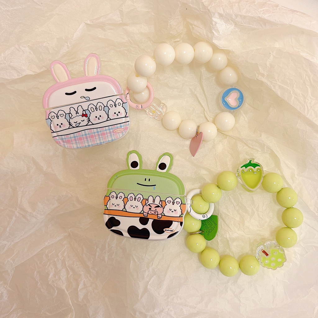 Vỏ Bảo Vệ Hộp Sạc Tai nghe không dây AirPods 1 2 3 Pro2 2022 Bằng Tpu Mềm Trong Suốt Hình Thỏ / Ếch 3D Dễ Thương