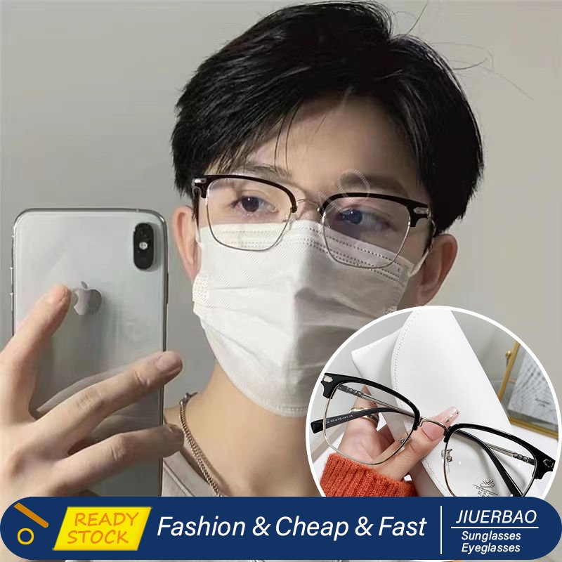 Mắt Kính Nửa Gọng Kim Loại Chống Bức Xạ Phong Cách Cổ Điển Mới