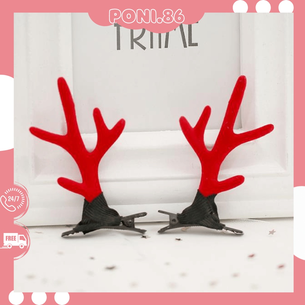 Set 2 chiếc kẹp tóc hình Sừng Tuần Lộc hottrend giáng sinh 2022