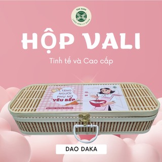 Hộp quà gỗ, mây tre đan đựng dao làm quà tặng ý nghĩa theo chủ đề