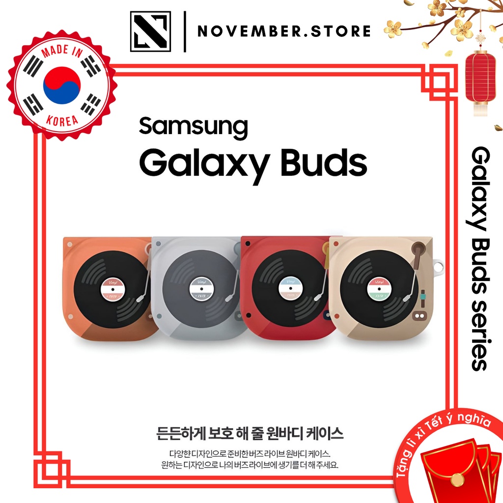 Ốp case cho Galaxy Buds2 Pro / Buds 2 / Buds Pro / Buds Live - Đầu đọc đĩa than LP - Tặng kèm móc khóa - Made in Korea
