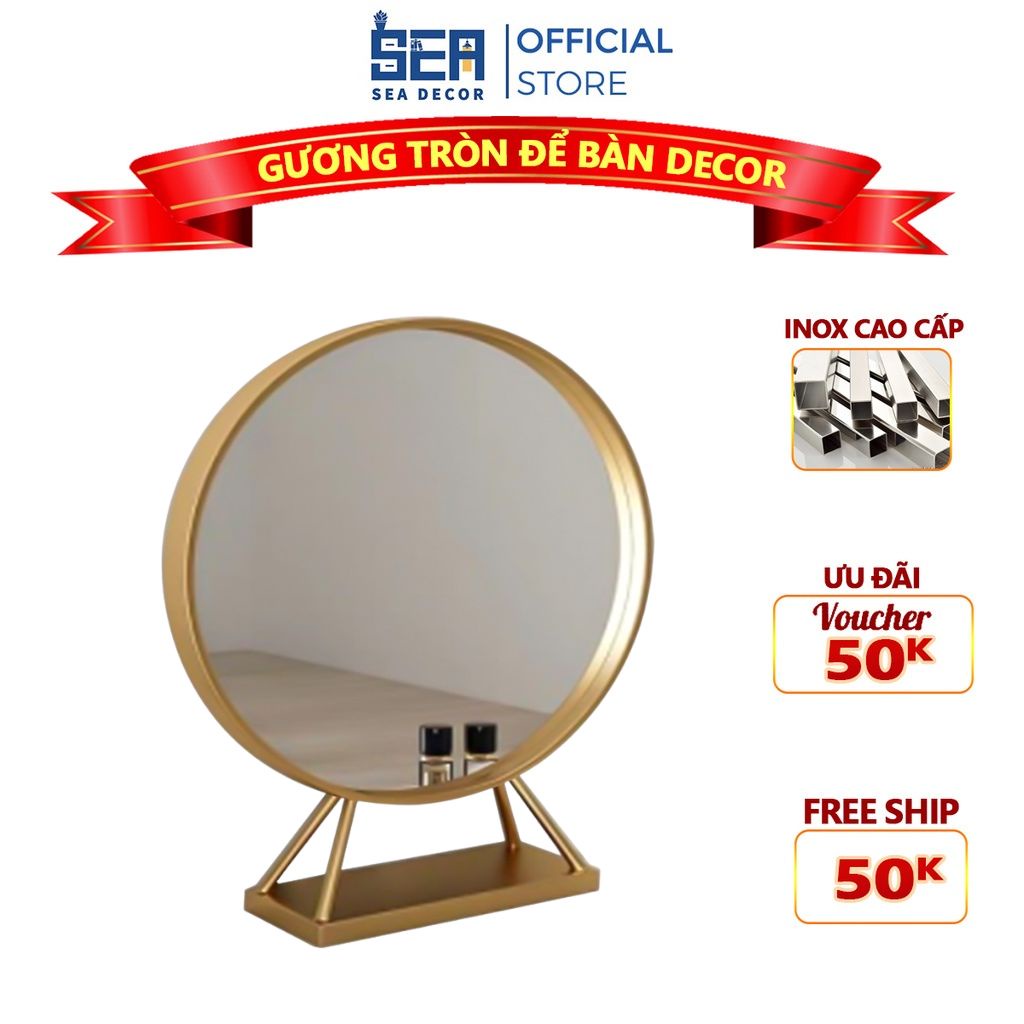 Gương Soi Trang Điểm Để Bàn SEA DECOR Có Đèn LED Cảm Ứng Siêu Bền Đẹp