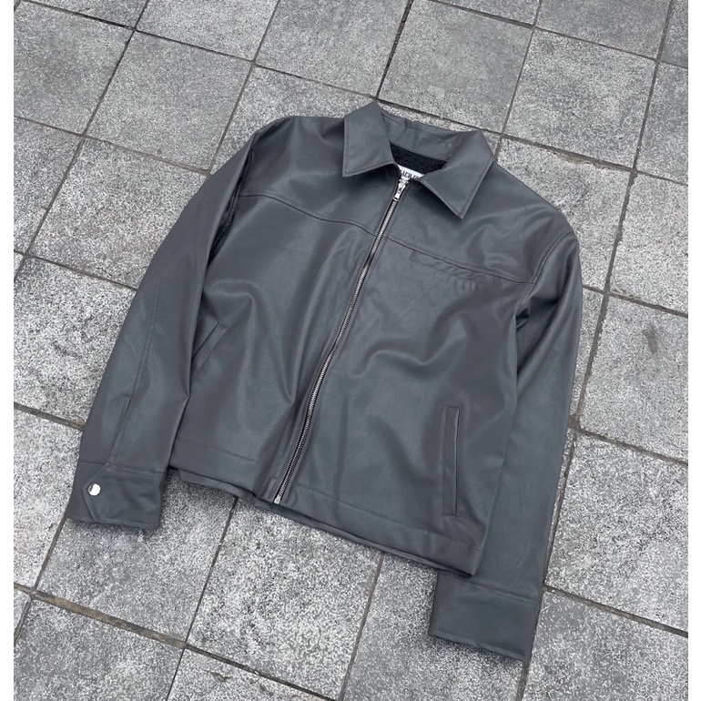 Áo khoác da boxy jacket chất liệu da Pvc