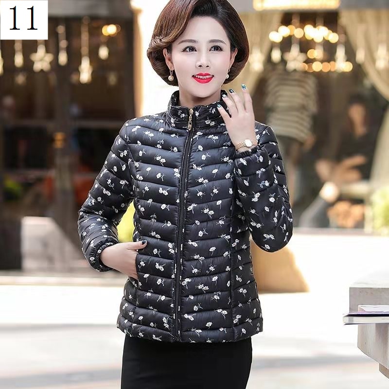 Áo Khoác Phao Đệm Cotton Dáng Ngắn In Họa Tiết Hoa Thời Trang Xuân Thu 2022 Cho Nữ Trung Niên