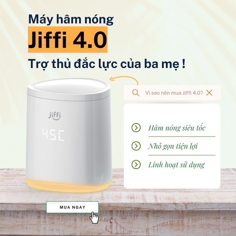 Máy hâm sữa di động không dây Jiffi phiên bản mới 4.0