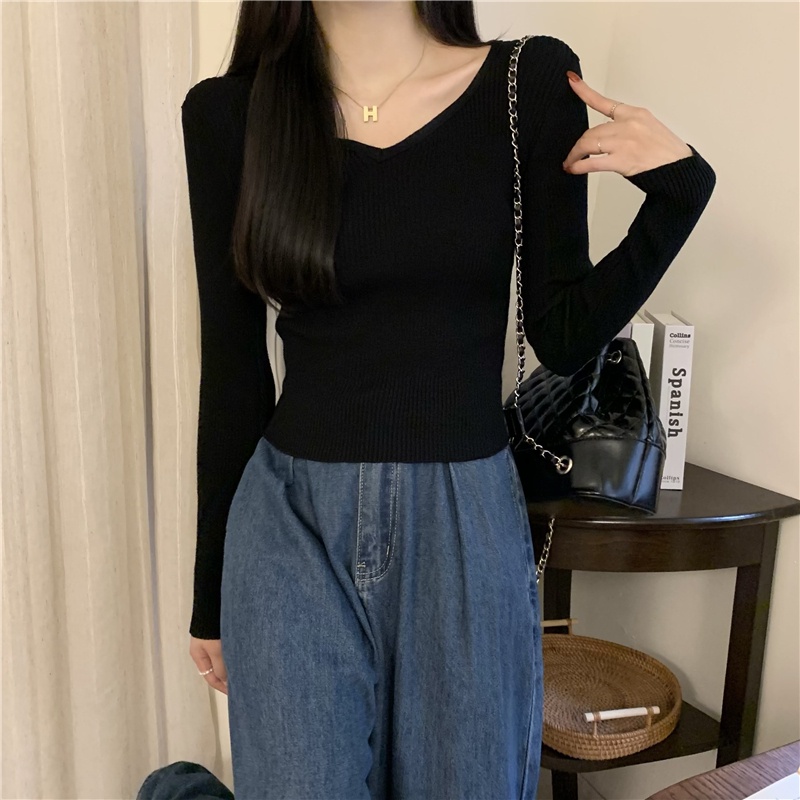 Áo Len Tay Dài Màu Sắc Đơn Giản Thời Trang Dành Cho Nữ