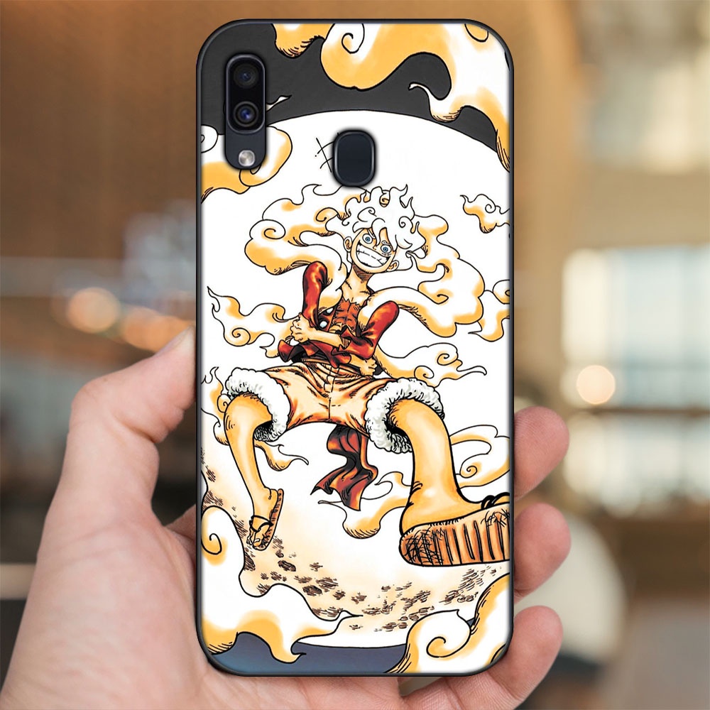 Ốp lưng Samsung A20, A30, A40, M20 viền đen in hình Luffy Gear 5 Nika One Piece Đảo Hải Tặc