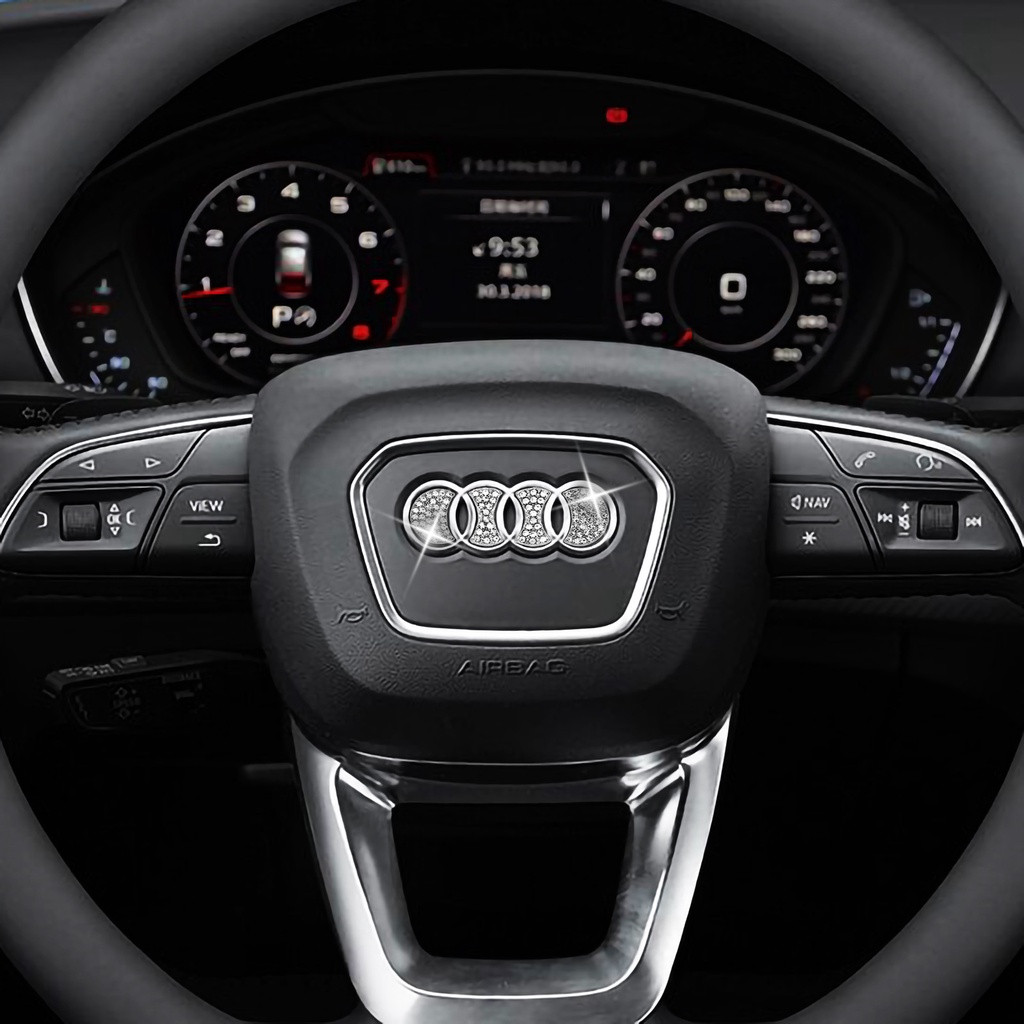 Miếng Dán Trang Trí Logo Vô Lăng Xe Ô Tô Đính Đá Kim Cương Nhân Tạo Nổi Bật, Sang Trọng