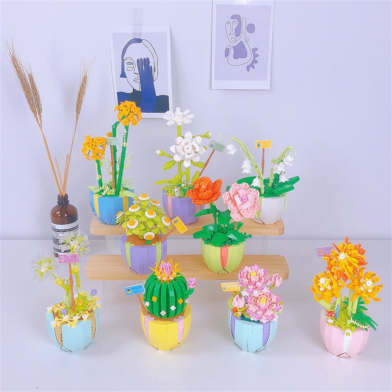 Đồ Chơi Lắp Ráp Hình Bó Hoa Xinh Xắn Dùng Làm Quà Tặng