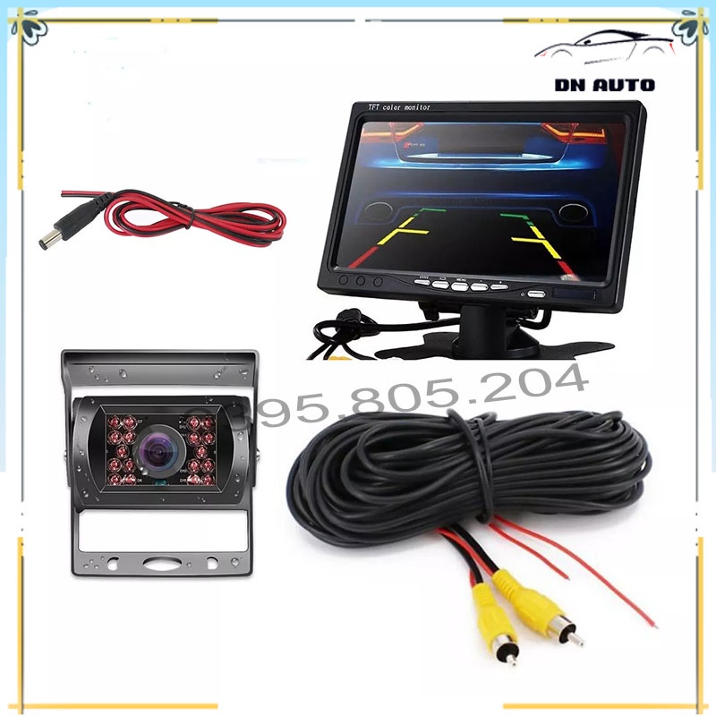 Combo Màn 7 inch và Camera Lùi Xe Tải Điện 12-36V (Shop Tặng Kèm Dây AV 20m)