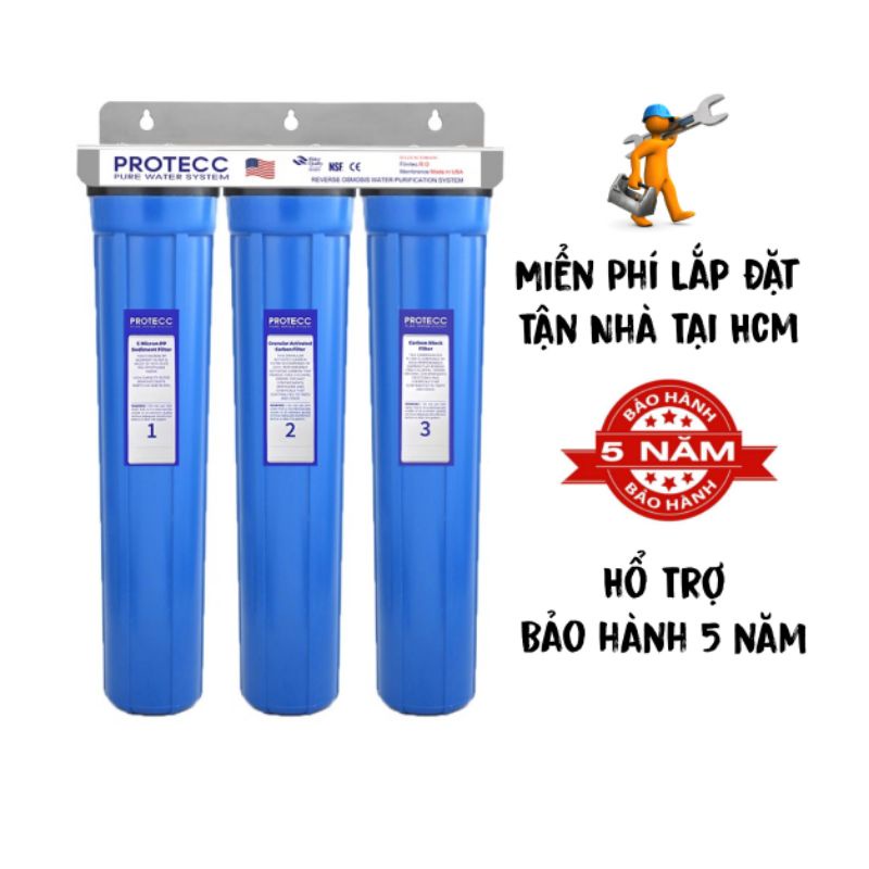 COMBO BỘ 3 CẤP LỌC TỔNG CHUNG CƯ (3 XANH) 20 INCH-HỖ TRỢ LẮP ĐẶT VÀ BẢO HÀNH TẠI TP HỒ CHÍ MINH-BỘ 3 LỌC THÔ ĐẦU NGUỒN