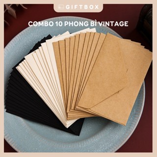 Combo 10 phong bì vintage phong bì thư giấy kraft 7x10 cm làm thiệp quà tặng sinh nhật giáng sinh đựng giấy viết thư