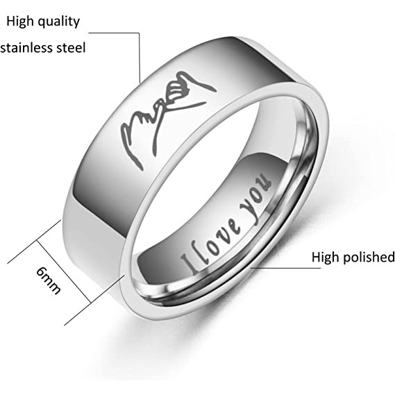 Nhẫn Cặp Đôi Bằng Thép Không Gỉ Phong Cách Vintage I Love You