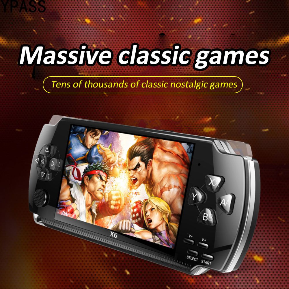 Ypass Máy Chơi Game Cầm Tay 4.0 Inch 8Gb Tích Hợp 1500 Trò Chơi Cho Nhiều Bộ Mô Phỏng Máy Chơi Game Điện Tử Cổ Điển X6 Thiết Bị Chơi Game Di Động Mp3/Mp4/Ebook Tv Out